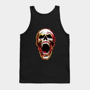 Evil Screaming Skull Design Tank Top